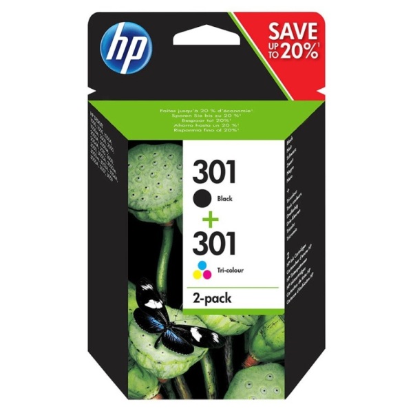 Tinteiro HP 301 Preto + Tricolor Multipack Original N9J72AE