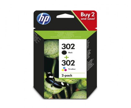 Pack 2 Tinteiros HP 302 Preto / Cor X4D37AE